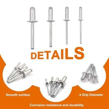ISPINNER 100pcs Aluminum Blind Rivets for DIY Projects