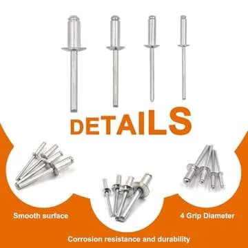 ISPINNER 100pcs Aluminum Blind Rivets for DIY Projects