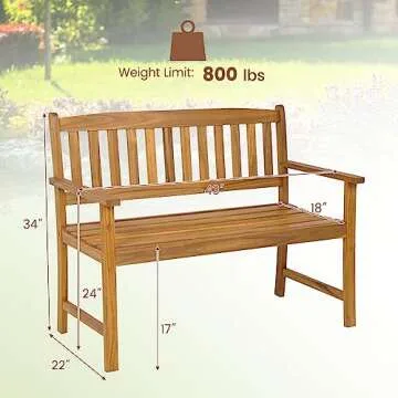 HAPPYGRILL Patio Wood Bench for Garden & Balcony