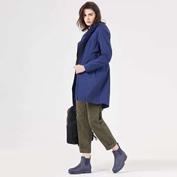 Planone Short Rain Boots Women Wide Width Fashion Waterproof Chelsea Boots for Women Matte Outdoor G...