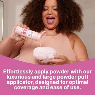 Happy Curves Comfort Powder Puff - Large Powder Puff for Body Powder Applicator with Storage Container, Compatible with Women's Talc-Free(Powder Sold Separately)