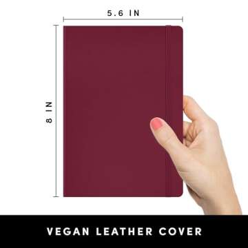 PAPERAGE Blank Journal Notebook - Medium 160 Pages, Burgundy Cover, 100 GSM Thick Paper