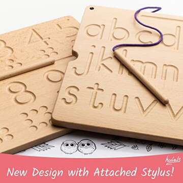 Hulats Learn to Write - Number & Letter Tracing Boards for Kids Ages 3-5 - Wooden Alphabet Learning Montessori 3 Year Old Toddler Writing Tools Beginners - Homeschool Preschool Classroom Must Haves