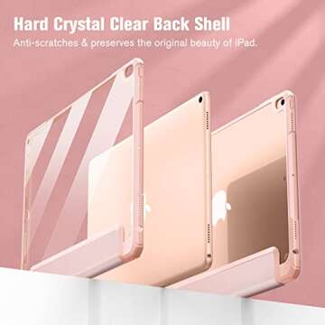 Fintie Hybrid Slim Case for iPad Air 3rd Generation 10.5" 2019 / iPad Pro 10.5 Inch 2017 - [Built-in Pencil Holder] Shockproof Cover with Clear Transparent Back Shell, Rose Gold