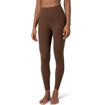 Colorfulkoala Women's Dreamlux High Waisted Leggings 25" Inseam 7/8 Length Yoga Pants (L, Cocoa)