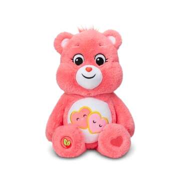 Care Bears 14" Love-A-Lot Bear Plushie - Medium Size - Pink Plush for Ages 4+ – Perfect Stuffed An...