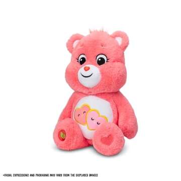 Care Bears 14" Love-A-Lot Bear Plushie - Medium Size - Pink Plush for Ages 4+ – Perfect Stuffed Animal Holiday, Birthday Gift, Super Soft and Cuddly – Good For Girls and Boys, Collectors