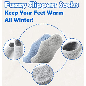 Bevigorio Non-Slip Slipper Socks Women Cozy Grippy 3-Pack