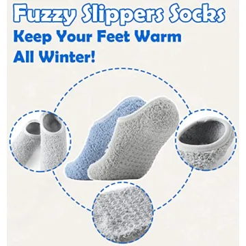 Bevigorio Non-Slip Slipper Socks Women Cozy Grippy 3-Pack