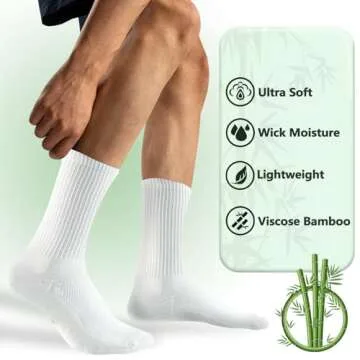 +MD Bamboo Rayon Socks - Soft Cushioned Crew Socks