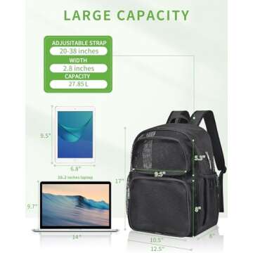 MAY TREE Mesh Backpack Heavy Duty Big Mesh Bag Large Capacity for Travel Beach Hiking Outdoor Sports...