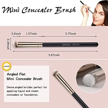 ENERGY Under Eye Concealer Brush Mini Flat Angled Kabuki Foundation Brush with Synthetic Bristles for Concealing Blending Setting Buffing with Powder Liquid Cream Cosmetics Vegan Makeup Brushes