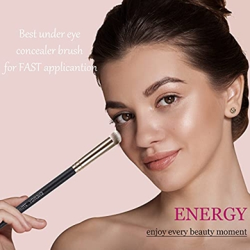 ENERGY Under Eye Concealer Brush Mini Flat Angled Kabuki Foundation Brush with Synthetic Bristles for Concealing Blending Setting Buffing with Powder Liquid Cream Cosmetics Vegan Makeup Brushes