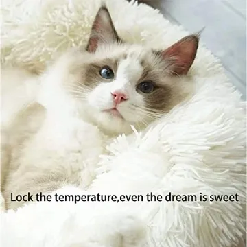 20x20 Washable Donut Cat Dog Bed Plush Self-Warming