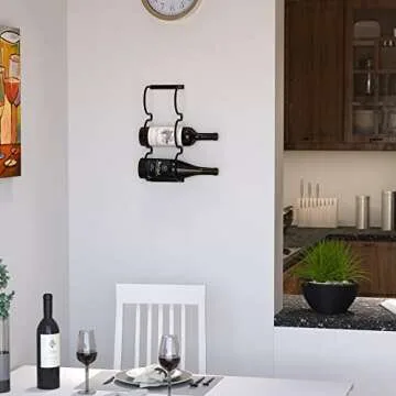 Wallniture Dijon Wine Rack Wall Mounted & Under Cabinet Wine Storage Bottle Racks Kitchen Organization and Storage, Steel Black