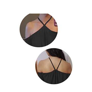 Vemvan Womens Off The Shoulder Blouse Spaghetti Halter Long Sleeve Shirt Sexy Tops Black