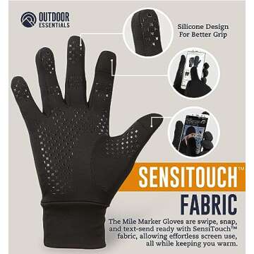 OutdoorEssentials Winter Gloves - Womens and Mens Waterproof Touch Screen Running, Texting, Cycling ...