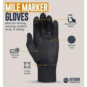 OutdoorEssentials Winter Gloves - Womens and Mens Waterproof Touch Screen Running, Texting, Cycling Gloves - Men or Women Warm Thermal Touchscreen Snow Glove Liners - Medium/Large