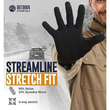 OutdoorEssentials Winter Gloves - Womens and Mens Waterproof Touch Screen Running, Texting, Cycling Gloves - Men or Women Warm Thermal Touchscreen Snow Glove Liners - Medium/Large
