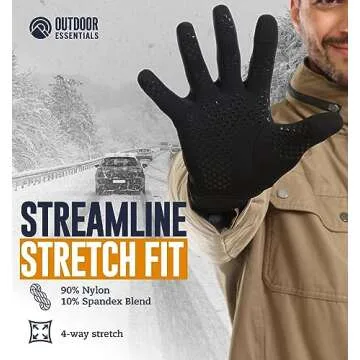 OutdoorEssentials Winter Gloves - Womens and Mens Waterproof Touch Screen Running, Texting, Cycling Gloves - Men or Women Warm Thermal Touchscreen Snow Glove Liners - Medium/Large
