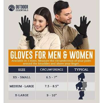 OutdoorEssentials Winter Gloves - Womens and Mens Waterproof Touch Screen Running, Texting, Cycling Gloves - Men or Women Warm Thermal Touchscreen Snow Glove Liners - Medium/Large