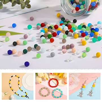 PAXCOO 720pcs 8mm Glass Beads for Jewelry Making, 24 Colors Glass Beads Kit for Bracelet Making, Rou...