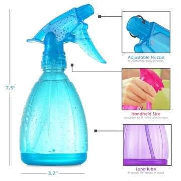 DilaBee Plastic Spray Bottles - 12oz (3 Pack) Water Spray Bottle for Hair, Gardening, Grilling & Cle...