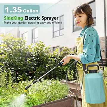 SideKing Battery Powered Sprayer 1.35Gallon/5L with USB Rechargeable Handle and Nozzles
