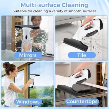 Cordless Window Vacuum Cleaner, Window Cleaner Squeegee Tool Set, Electric Windown Spray Cleaning Tool with 10 inch Squeegee Blade for Showers,Mirrors,Glass,Countertops,and Tiles, 2200mAh