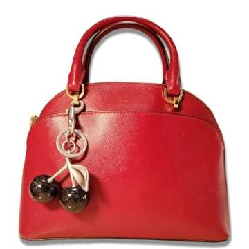 Eimusi Cherry Bag Charm Keychain, Cute Cherry Charms for Purses and Bags, Keychains Accessory for Women (Black)