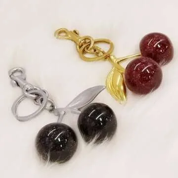 Eimusi Cherry Bag Charm Keychain, Cute Cherry Charms for Purses and Bags, Keychains Accessory for Women (Black)