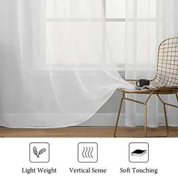 MIULEE Elegant White Sheer Curtains for Living Room