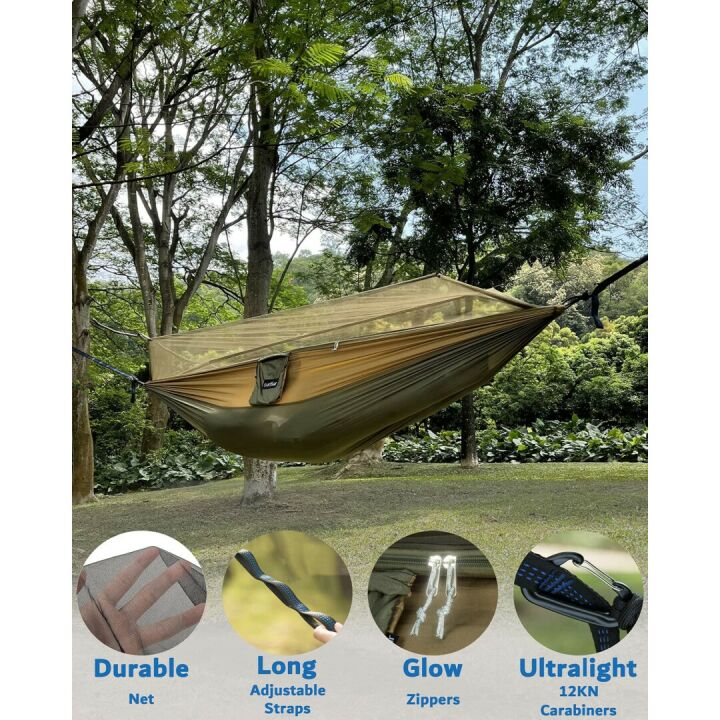 Portable Double Camping Hammock with Net