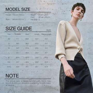 URBAN REVIVO Women Knitted Cardigans Long Sleeve V-Neck Lightweight Sweater One Leaf Button Down Outwear Beige, Small