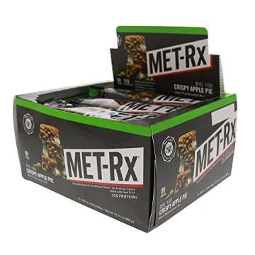 MET-Rx Big 100 Colossal Protein Bars, Crispy Apple Pie Meal Replacement Bars, 9 Count