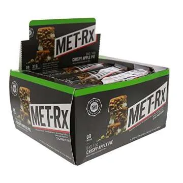 MET-Rx Big 100 Colossal Protein Bars, Crispy Apple Pie Meal Replacement Bars, 9 Count