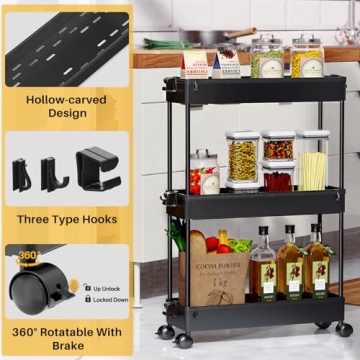 SPACEKEEPER Slim Rolling Storage Cart for Narrow Spaces