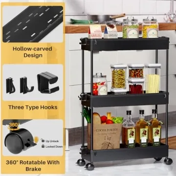 SPACEKEEPER Slim Rolling Storage Cart for Narrow Spaces
