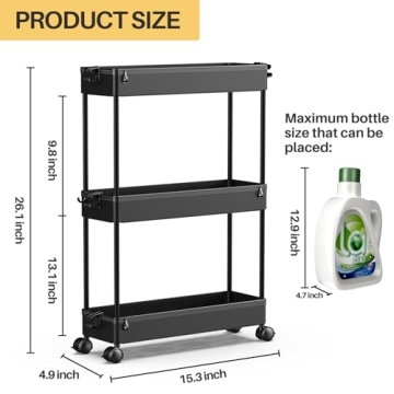 SPACEKEEPER Slim Rolling Storage Cart for Narrow Spaces