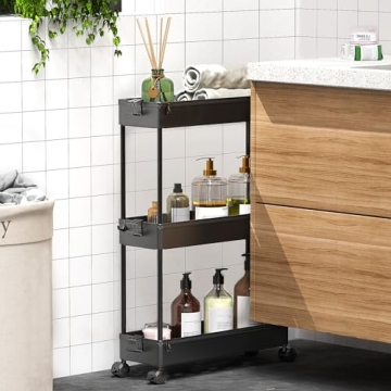 SPACEKEEPER Slim Rolling Storage Cart for Narrow Spaces