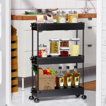 SPACEKEEPER Slim Rolling Storage Cart for Narrow Spaces