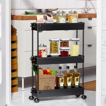 SPACEKEEPER Slim Rolling Storage Cart for Narrow Spaces