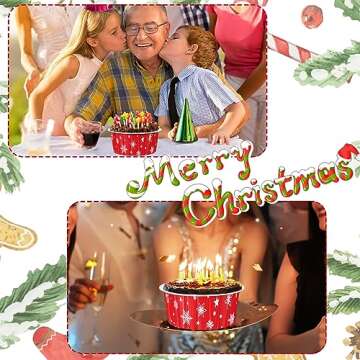 Umigy 100 Pcs Christmas Aluminum Foil Baking Cups with Lids 4.3oz Baking Liner Cups Xmas Disposable Ramekins Muffin Tins Cupcake Baking Pan Foil Cupcake Containers for Christmas Party (Snowflake)