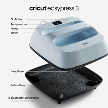 Cricut EasyPress 3 Heat Press Machine (9" x 9") with Heat Press Mat (12" x 12")