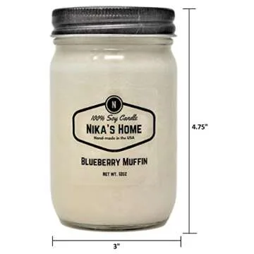 Nika's Home Blueberry Muffin Candle - Long Lasting & Scented