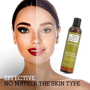 Micellar Cleansing Water by Source Vitál Apothecary | Natural, Gentle Makeup Remover & Cleanser for All Skin Types | Non-Greasy & Vegan Formula | 8.39 Fl. Oz.