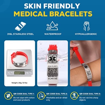 Theluckytag Medical Bracelets with QR Code for Health Info