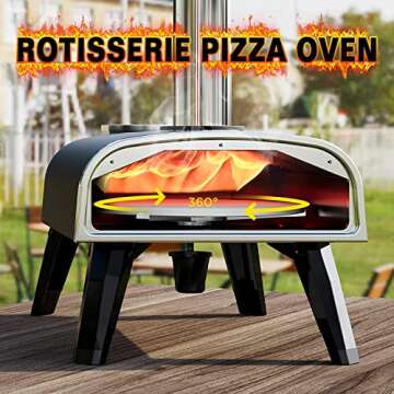Outdoor Pizza Oven aidpiza 12" Wood Pellet Pizza Ovens With Rotatable Round Pizza Stone Portable Woo...