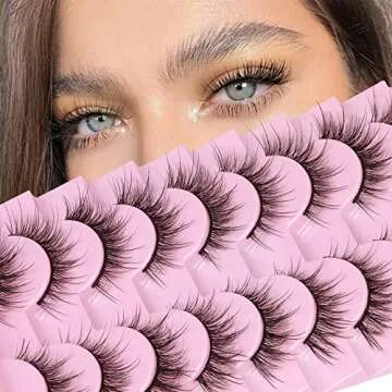 15mm Fairy False Eyelashes Wispy Fox Cat Eye Lashes Extension Natural Look Short Fluffy Mink Strip Eyelashes 10 Pairs D Curl Fake Eye Lashes Pack (09D)