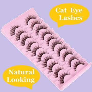 15mm Fairy False Eyelashes Wispy Fox Cat Eye Lashes Extension Natural Look Short Fluffy Mink Strip Eyelashes 10 Pairs D Curl Fake Eye Lashes Pack (09D)